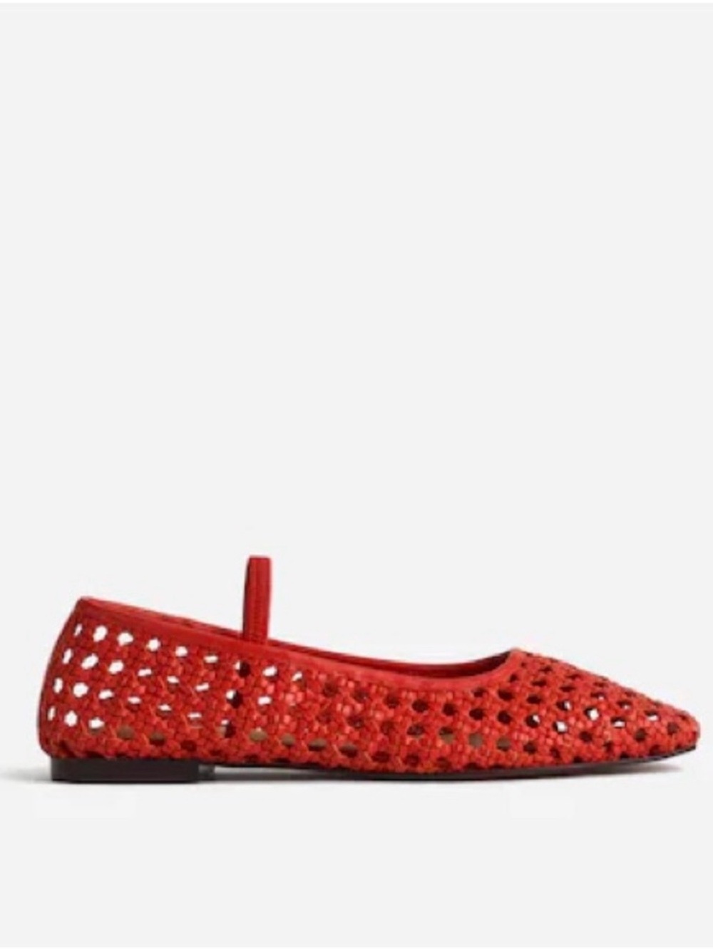 Madewell Red Crochet Pointed Mary Jane Flat